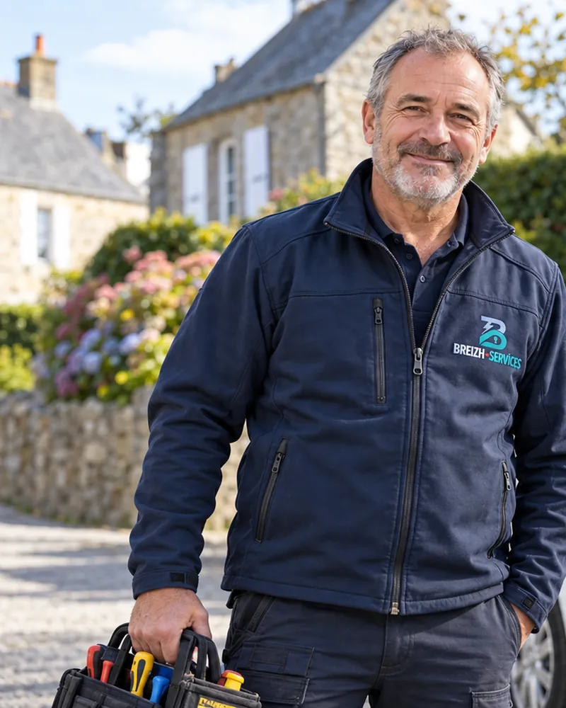 Julien, devant son véhicule d'intervention